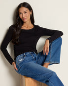 Black $|& Beacon & Haven Lace Trim Detail Knit Top - SOF Full Front