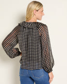 Black Clover $|& Beacon & Haven Printed Chiffon Long Sleeve Ruffle Blouse - SOF Back