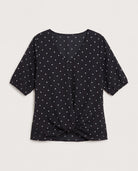 Black Dot $|& West Kei Printed Woven Short Sleeve Twist Front Top - Hanger Detail