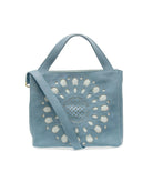 Tranquil Blue $|& Joy Susan Flora Laser Cut Out Crossbody Tote - VOF Detail