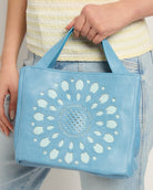Tranquil Blue $|& Joy Susan Flora Laser Cut Out Crossbody Tote - SOF Full Front