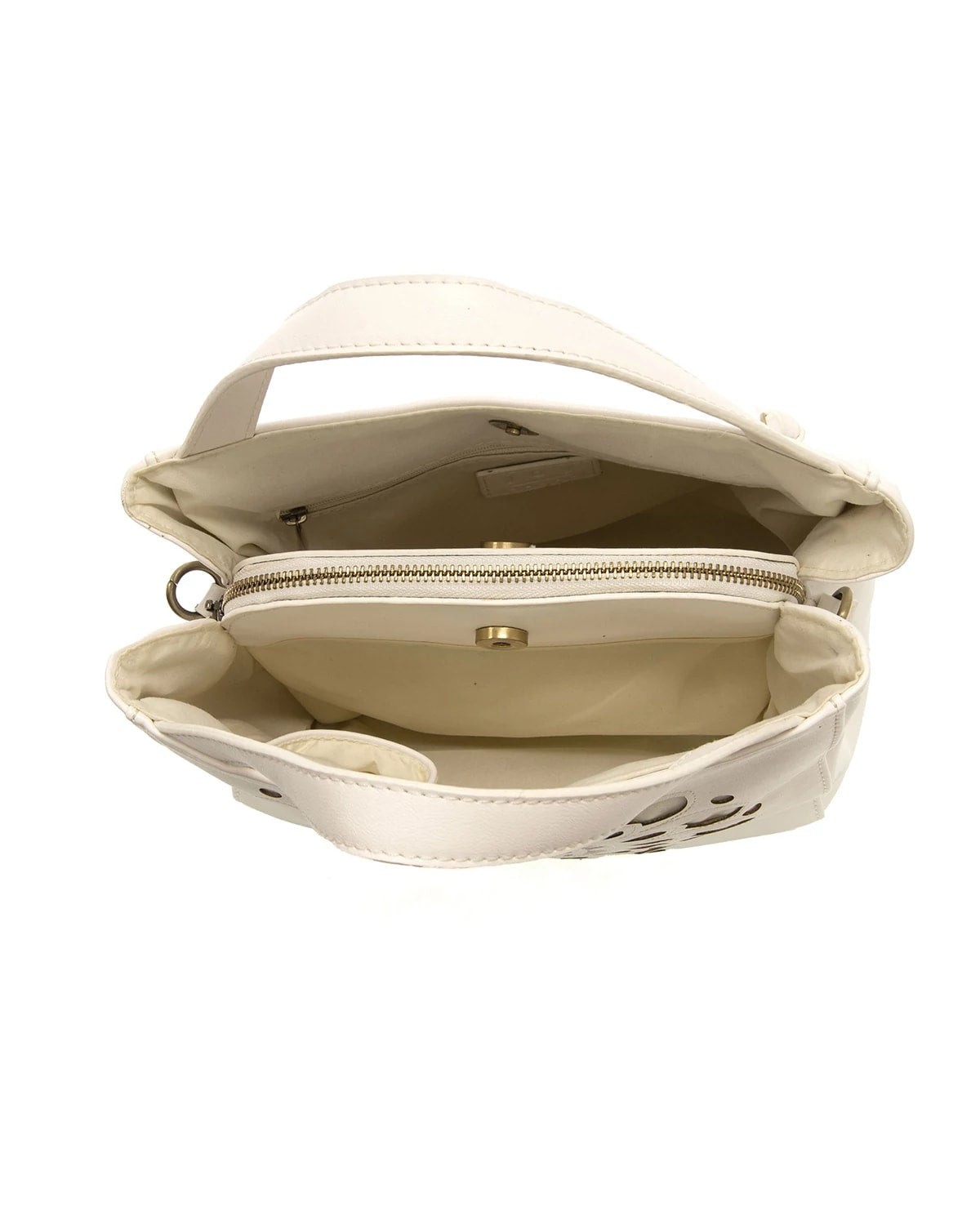 White $|& Joy Susan Flora Laser Cut Out Crossbody Tote - Hanger Back