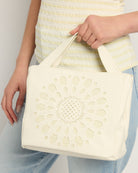 White $|& Joy Susan Flora Laser Cut Out Crossbody Tote - SOF Full Front