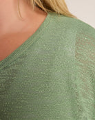Loden Green $|& W. by Wantable Short Kimono Sleeve Slub Top - SOF Full Front