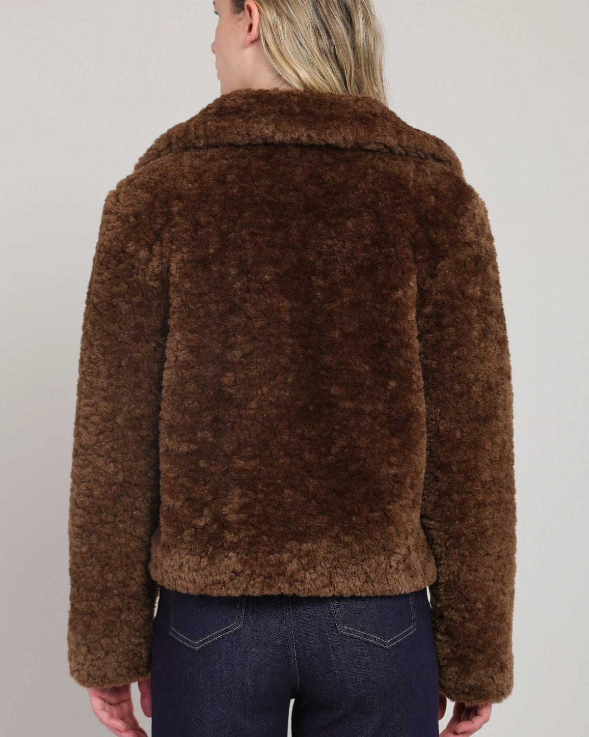 Minky Brown $|& Room 34 Faux Fur Coat - Hanger Side