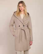 Stone $|& Room 34 Belted Hooded Coat - VOF Detail
