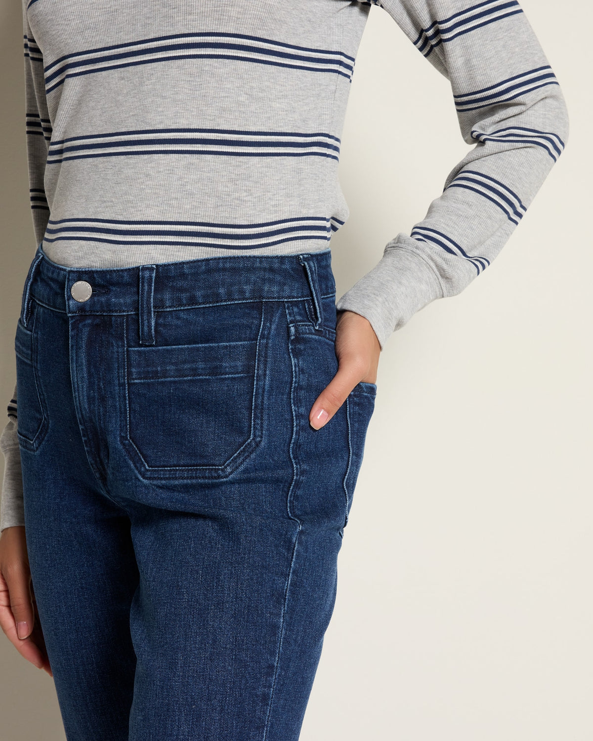 Katrina $|& Dear John Anika Mid Rise Slim Straight Leg Jeans - SOF Full Front