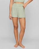 Aqua Cloud $|& Z Supply Dawn Smocked Ribbed Short - VOF Detail