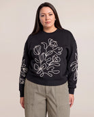 Black $|& DEX Embroidered Sweatshirt - VOF Detail