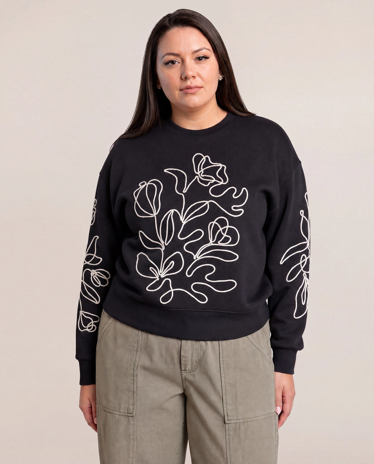 Black $|& DEX Embroidered Sweatshirt - VOF Detail