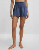 True Navy $|& Z Supply Dawn Smocked Brushed Jersey Short - VOF Detail