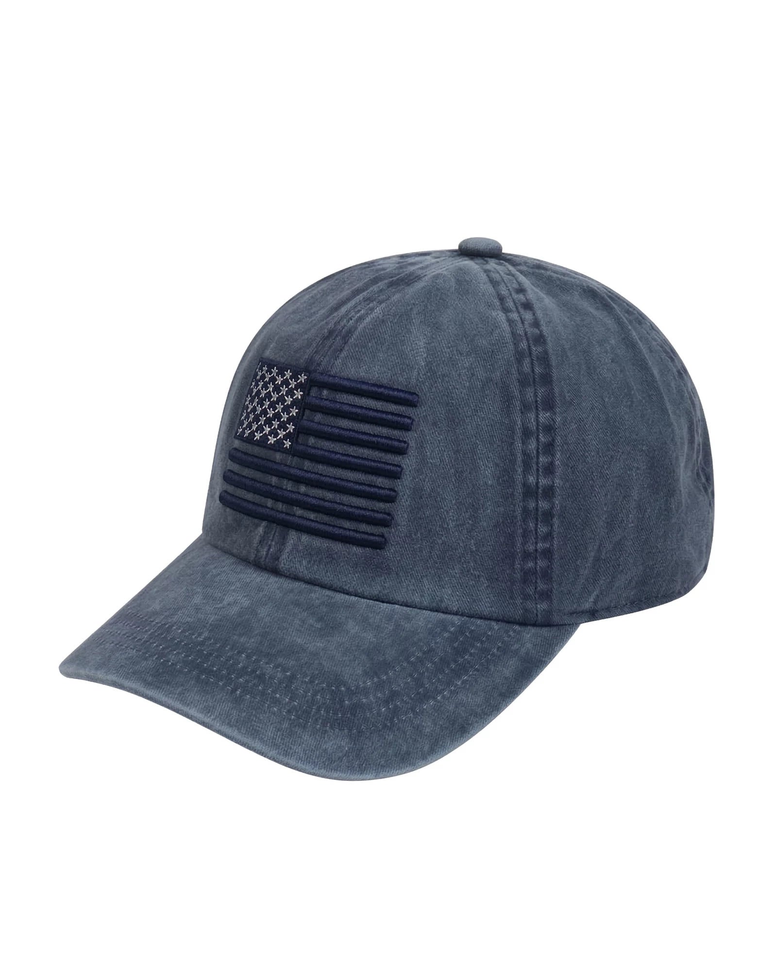 Navy $|& David & Young American Flag Embroidered Baseball Cap - Hanger Front