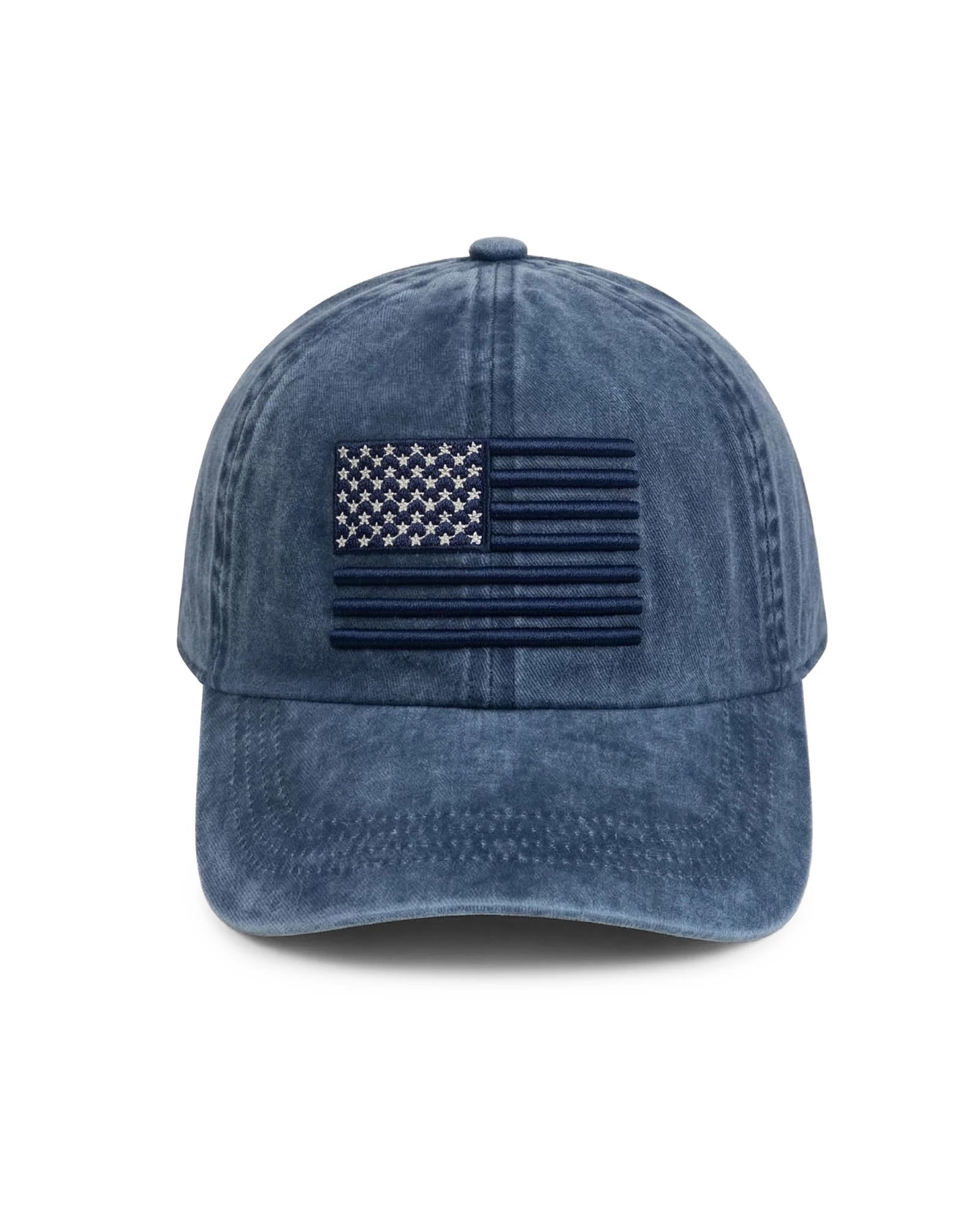 Navy $|& David & Young American Flag Embroidered Baseball Cap - VOF Detail