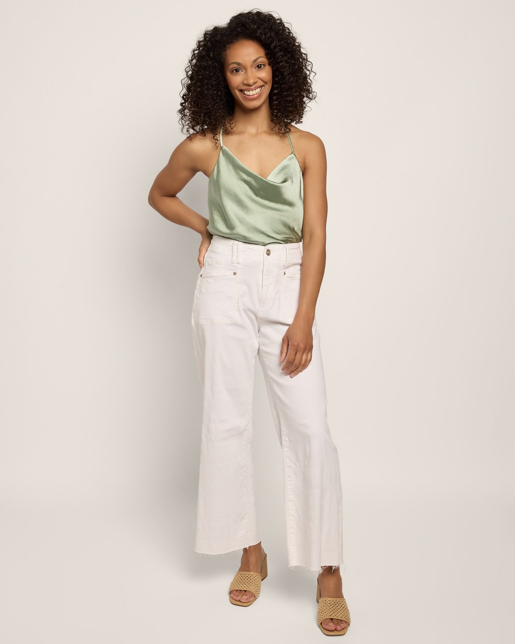 Sage $|& Skies Are Blue Cowl Neck Racerback Cami - UGC On Fig