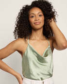 Sage $|& Skies Are Blue Cowl Neck Racerback Cami - SOF Front