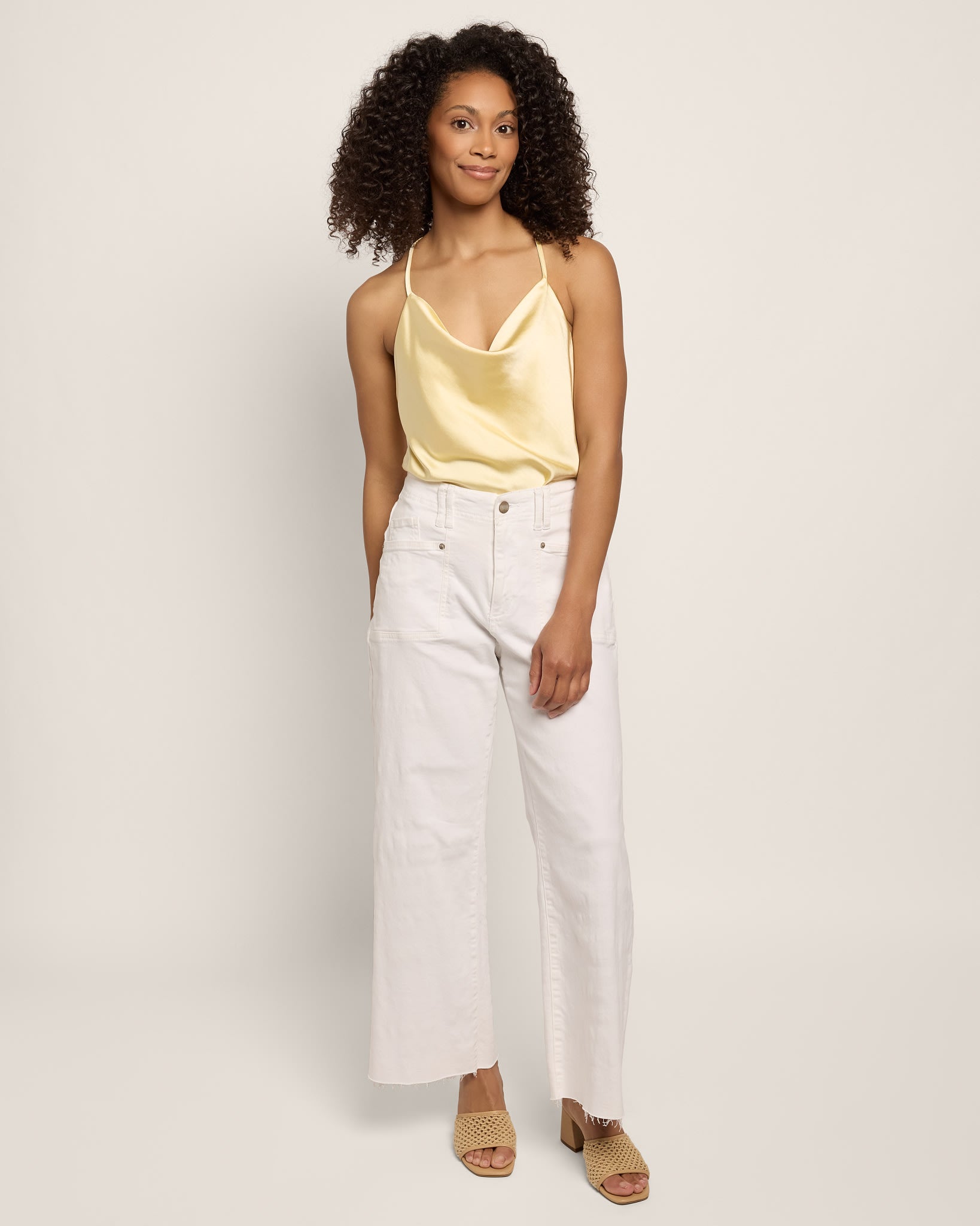 Butter Yellow $|& Skies Are Blue Cowl Neck Racerback Cami - UGC On Fig