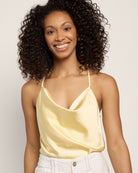 Butter Yellow $|& Skies Are Blue Cowl Neck Racerback Cami - SOF Front