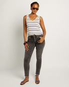 Cream Stripe $|& SEAS Sara Striped Tank - SOF Side