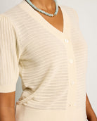 Oyster $|& SEAS Sunbelt Open Knit Sweater Top - VOF Front