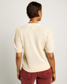 Oyster $|& SEAS Sunbelt Open Knit Sweater Top - SOF Back