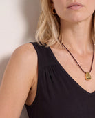 Black $|& SEAS Sammi Pleat Tank - SOF Full Front
