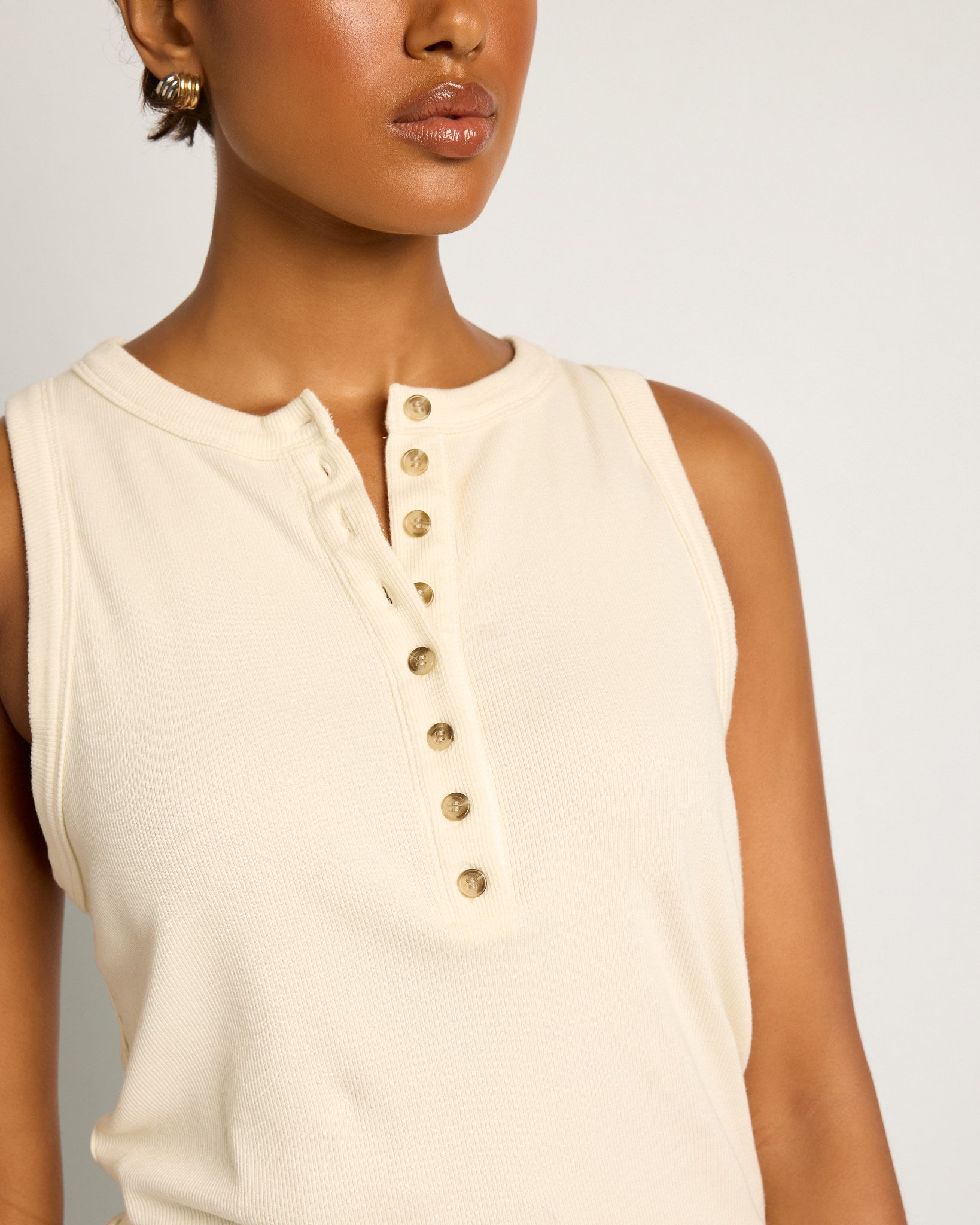 Cream $|& SEAS Laura Henley Ribbed Tank - SOF Full Front