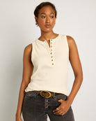 Cream $|& SEAS Laura Henley Ribbed Tank - SOF Front