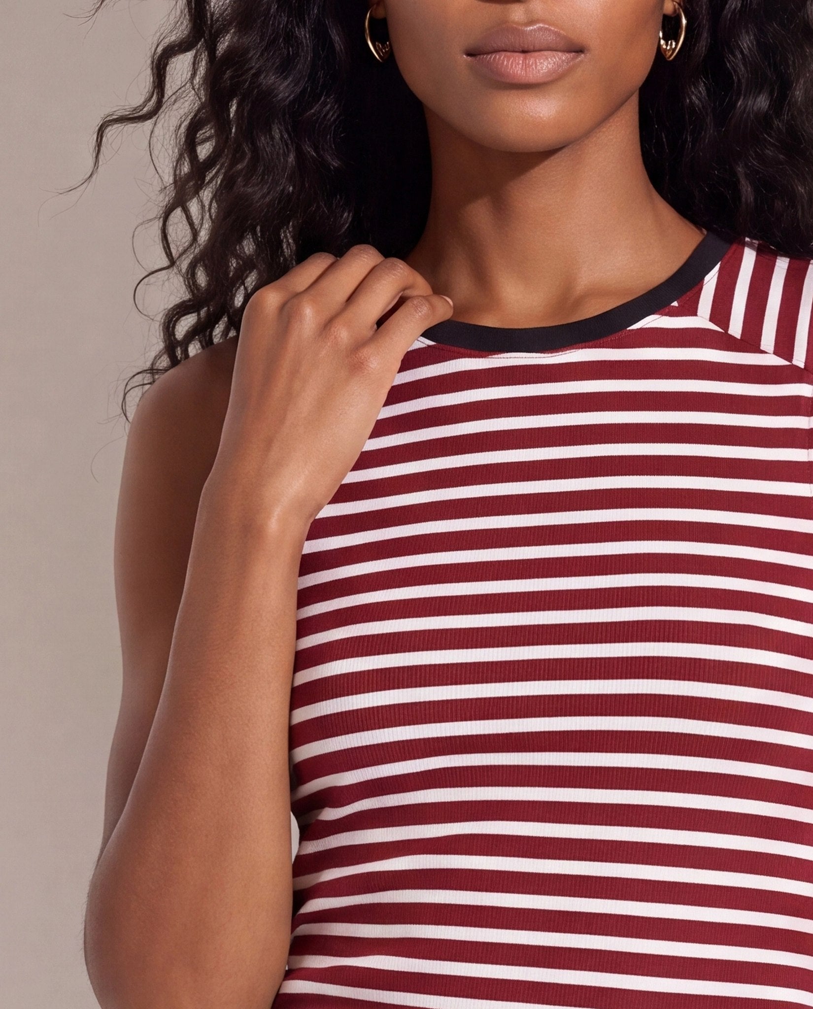 Wine/Ivory $|& SEAS Mia Striped Tank Top - SOF Back