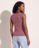 Wine/Ivory $|& SEAS Mia Striped Tank Top - SOF Back