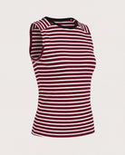 Wine/Ivory $|& SEAS Mia Striped Tank Top - Hanger Detail