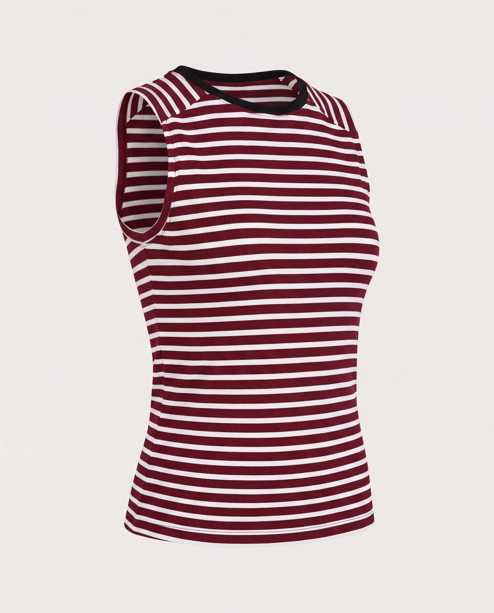 Wine/Ivory $|& SEAS Mia Striped Tank Top - Hanger Detail