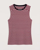 Wine/Ivory $|& SEAS Mia Striped Tank Top - Hanger Detail