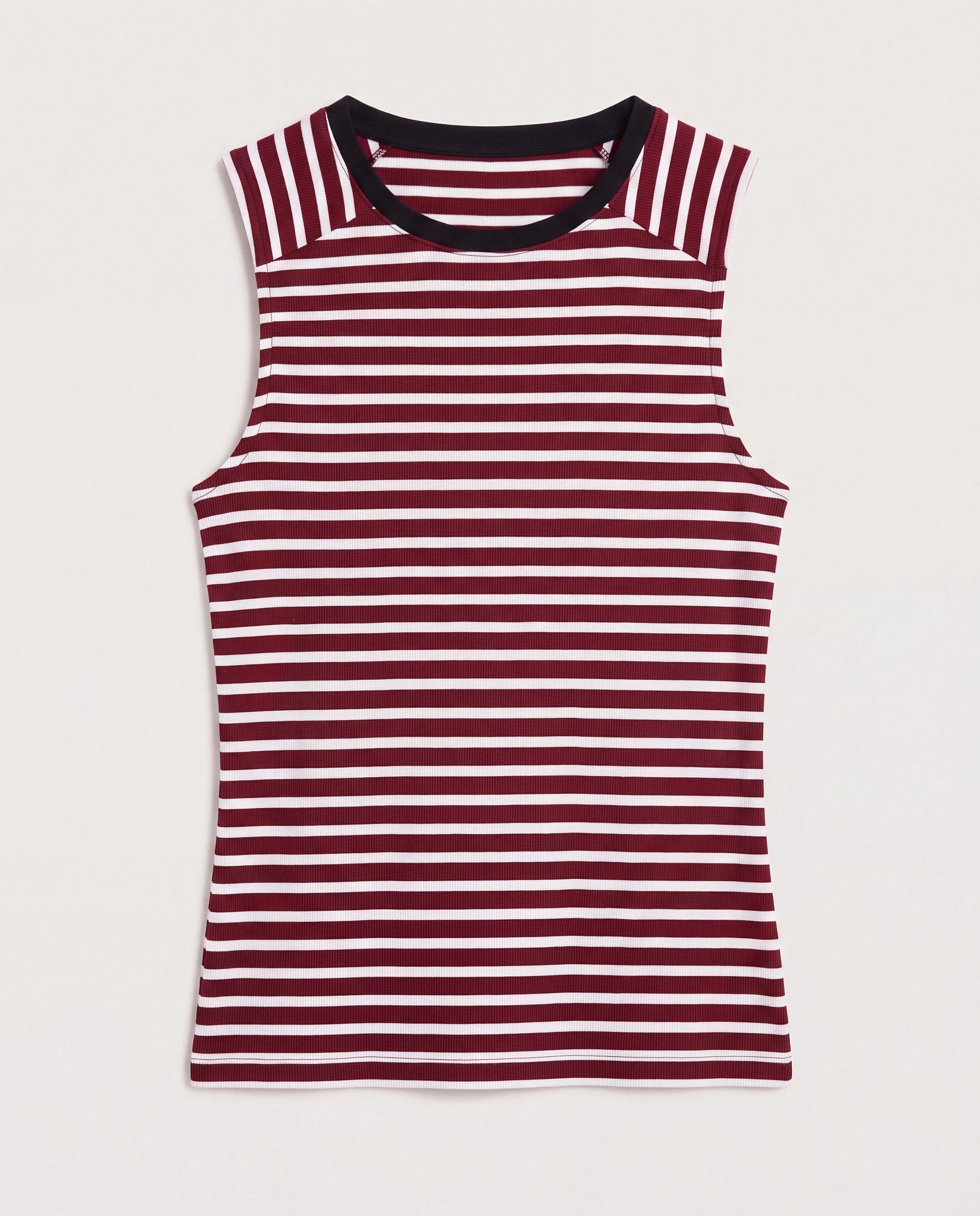 Wine/Ivory $|& SEAS Mia Striped Tank Top - Hanger Detail