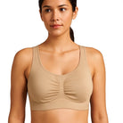 Sky Blue/Clay/Navy $|& Lands End Soft Fit Seamless Bralette - VOF Detail