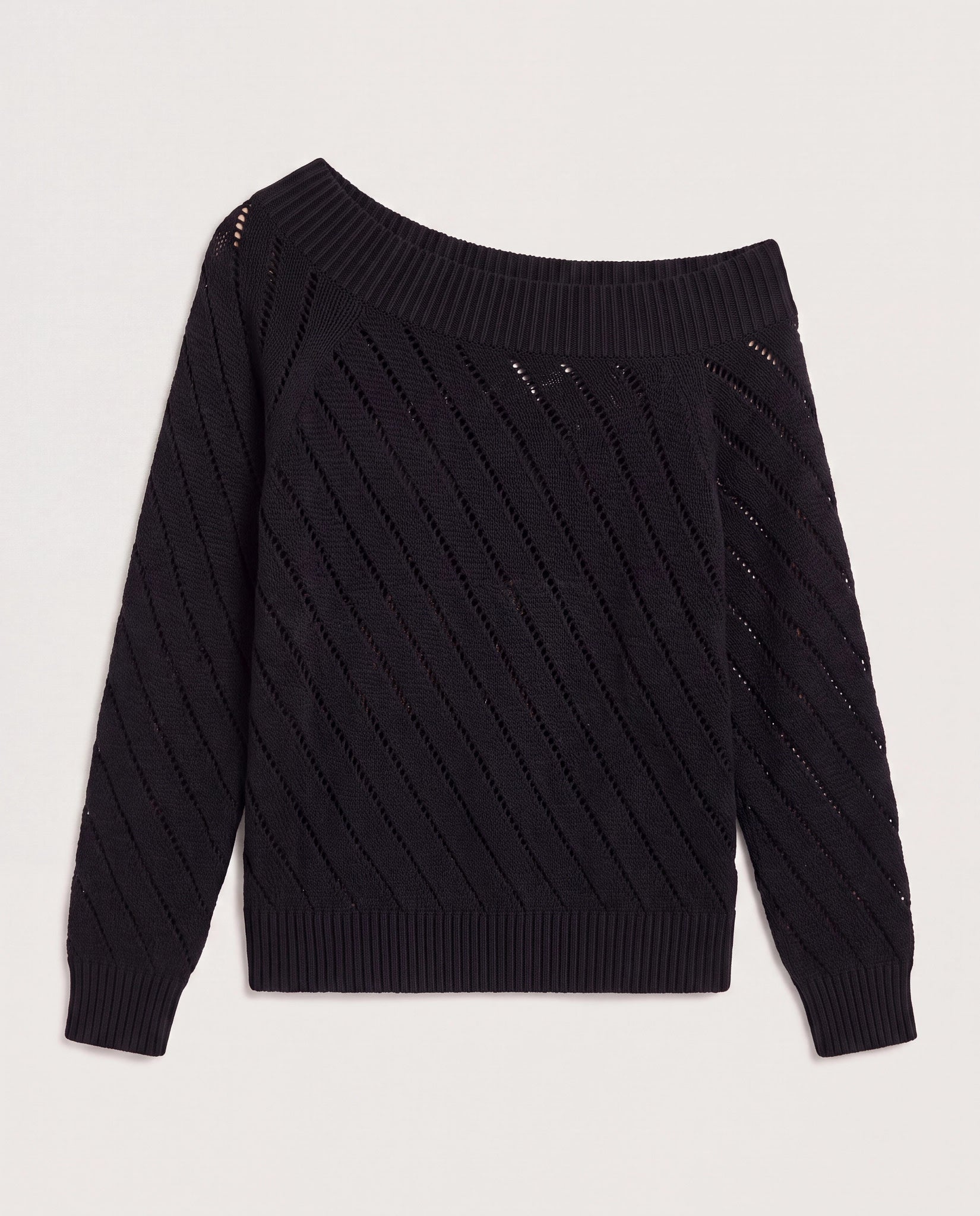 Black $|& Interval Release Off The Shoulder Sweater - Hanger Detail