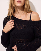 Black $|& Interval Release Off The Shoulder Sweater - SOF Full Front