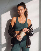Hunter Green $|& Interval FlowHeather Sculpt Drive Bra - SOF Side