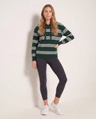 Hunter Green/Ivory Stripe $|& Interval Maritime Hooded Sweater - UGC On Fig