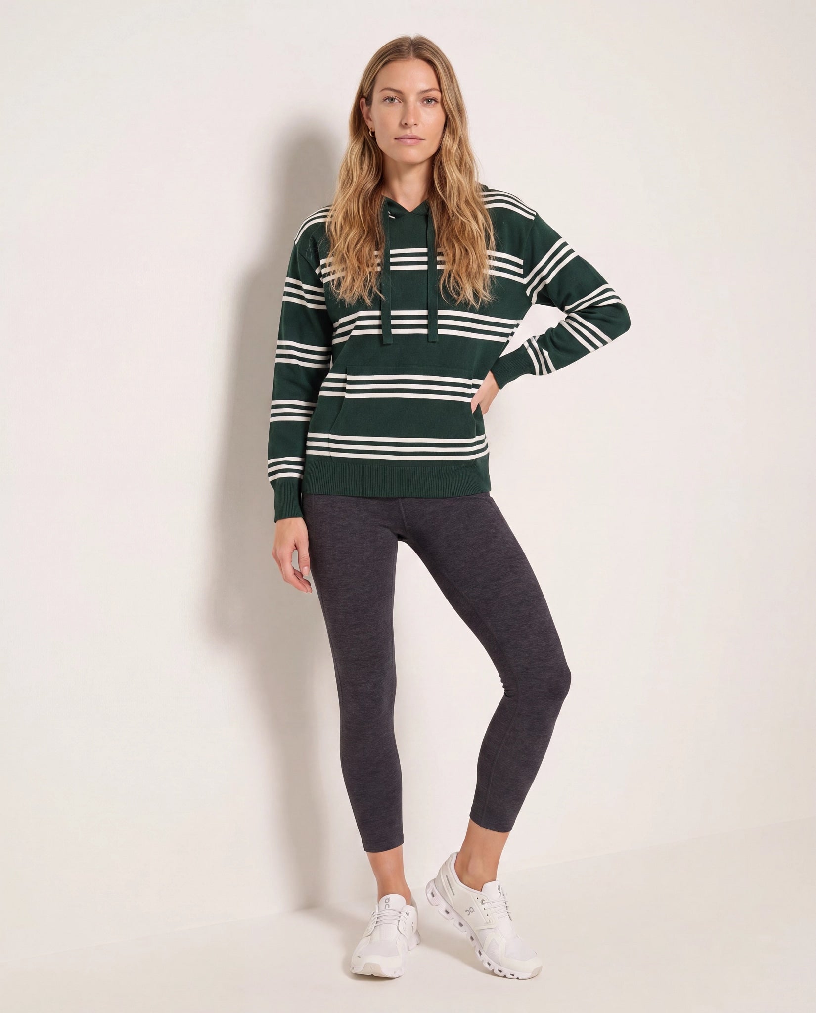 Hunter Green/Ivory Stripe $|& Interval Maritime Hooded Sweater - UGC On Fig