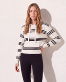 Ivory/Black Stripe $|& Interval Maritime Hooded Sweater - SOF Front