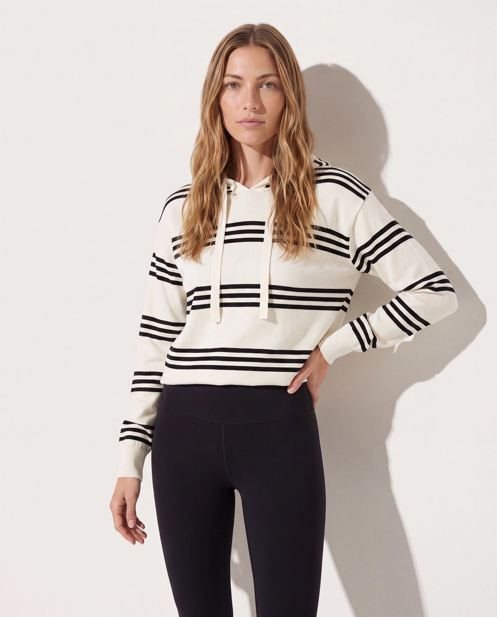Ivory/Black Stripe $|& Interval Maritime Hooded Sweater - SOF Front