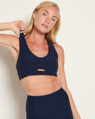 Ink Navy Heather $|& Interval FlowHeather Sculpt Arch Keyhole Bra - SOF Front