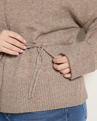 Heather Taupe $|& Bobeau Tie Front Cardigan - SOF Full Front