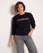 Black/Ivory $|& Bobeau Cocktails Sweater - SOF Front
