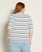 Cream Stripe $|& SEAS Amelia Elbow Sleeve Striped Sweater Top - SOF Back