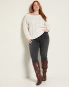 Cream $|& SEAS Delilah Off The Shoulder Cable Knit Sweater - UGC On Fig