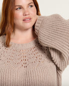 Lt Taupe $|& Bobeau Balloon Sleeve Pullover Sweater - SOF Full Front