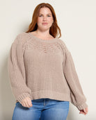 Lt Taupe $|& Bobeau Balloon Sleeve Pullover Sweater - SOF Front