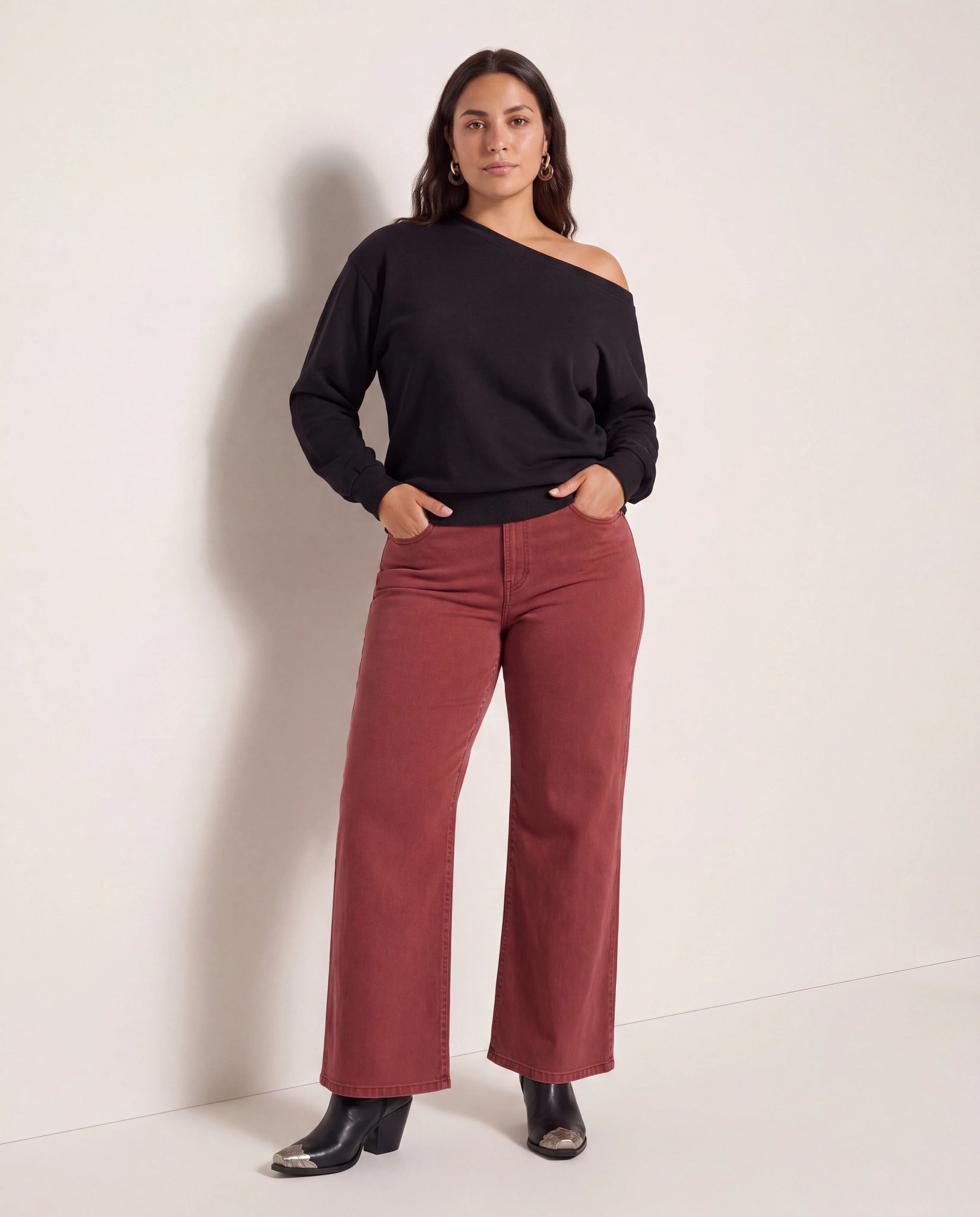 Bordeaux $|& SEAS Layla Wide Leg Jean - UGC On Fig