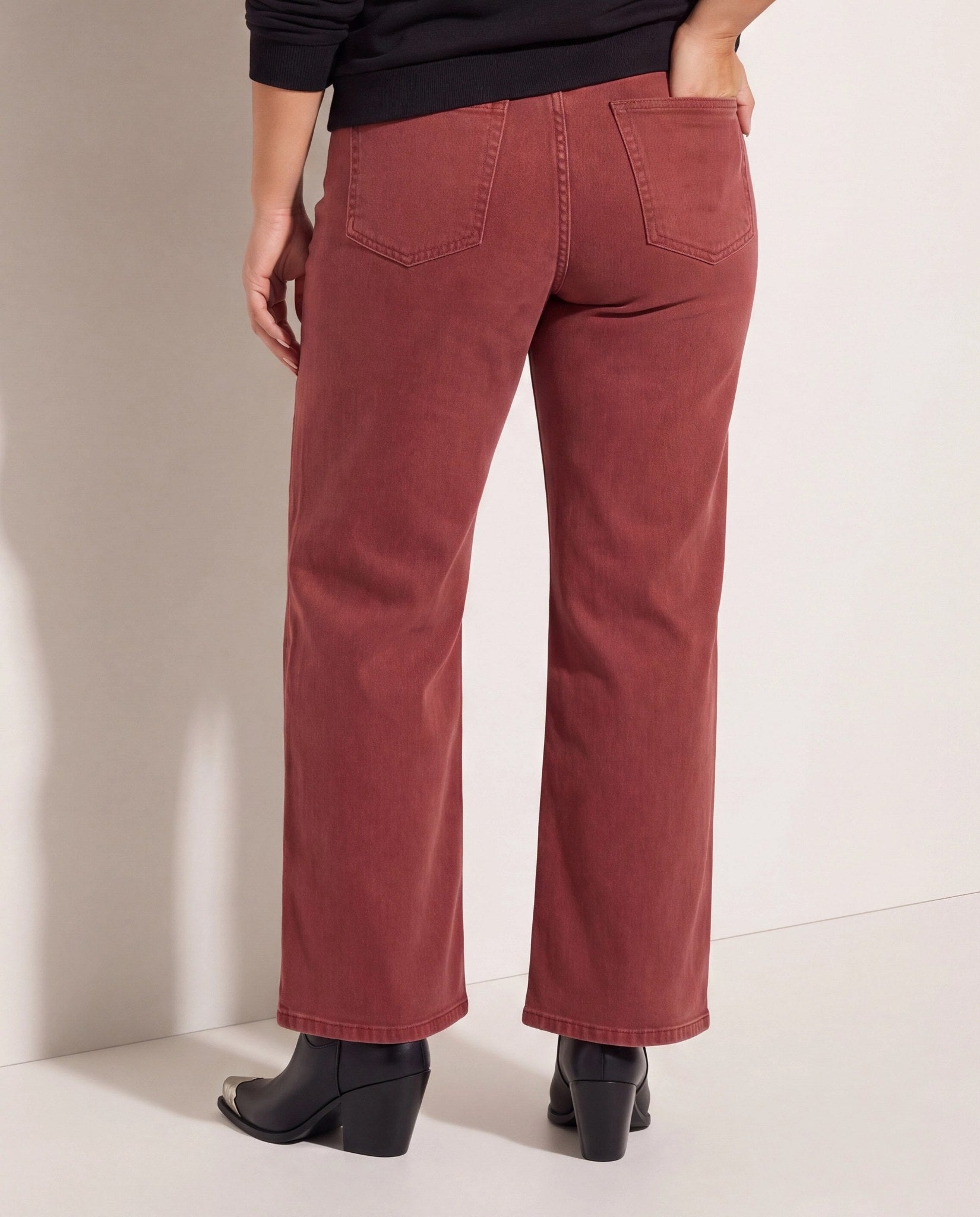 Bordeaux $|& SEAS Layla Wide Leg Jean - SOF Back